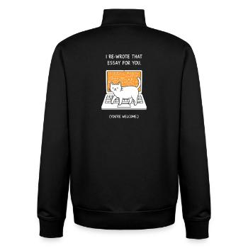 Chat écrivain sur ordinateur portable - Sweat zippé unisexe en coton bio Stanley/Stella - noir - Dos - AI Model Male 185 light (185cm)