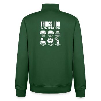 Was ich in meiner Freizeit mache: Lustiger Automec - Unisex Organic Zip Sweatshirt von Stanley/Stella - Flaschengrün - Hinten - AI Model Male 185 dark (185cm)