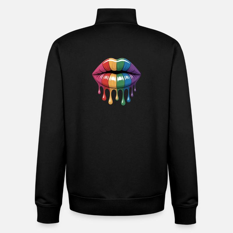 Rainbow Lips Drops lgbtqia+ - Sweat zippé unisexe en coton bio Stanley/Stella - noir