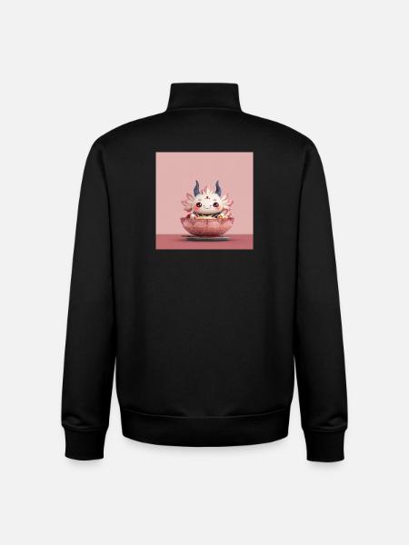 Kawaii Flower Dumpling Bowl Dragon - Unisex Organic Zip Sweatshirt by Stanley/Stella - black