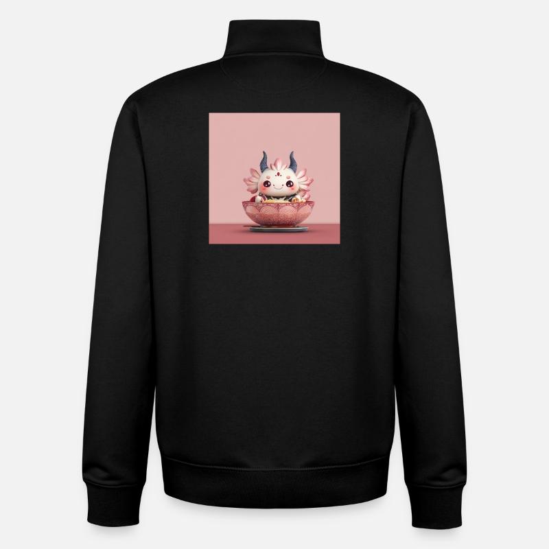 Kawaii Blüten-Dumpling Bowl Drache  - Unisex Organic Zip Sweatshirt von Stanley/Stella - Schwarz