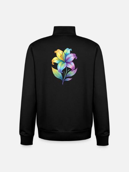 Regenbogen Lilie Aquarell - Unisex Organic Zip Sweatshirt von Stanley/Stella - Schwarz