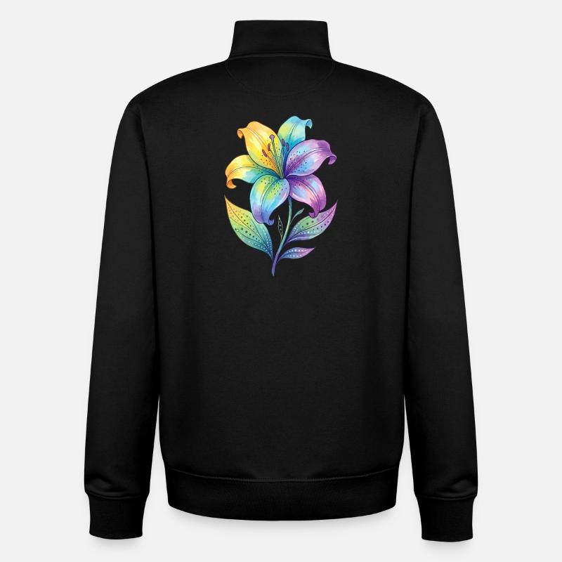 Regenbogen Lilie Aquarell - Unisex Organic Zip Sweatshirt von Stanley/Stella - Schwarz