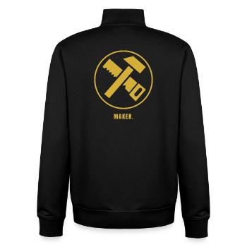 MAKER. Success Edition | Gold Handwerk Design - Unisex Organic Zip Sweatshirt von Stanley/Stella - Schwarz - Hinten - AI Model Male 185 light (185cm)