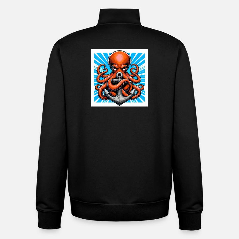 Oktopus umarmt einen Anker - Unisex Organic Zip Sweatshirt von Stanley/Stella - Schwarz