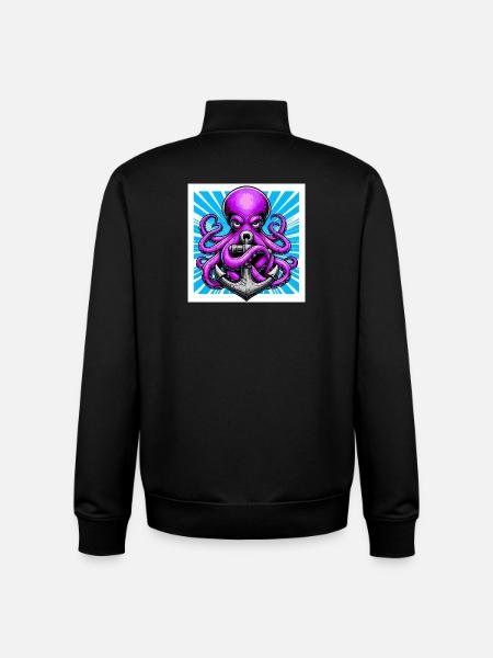 Octopus embraces an Anchor - Unisex Organic Zip Sweatshirt by Stanley/Stella - black