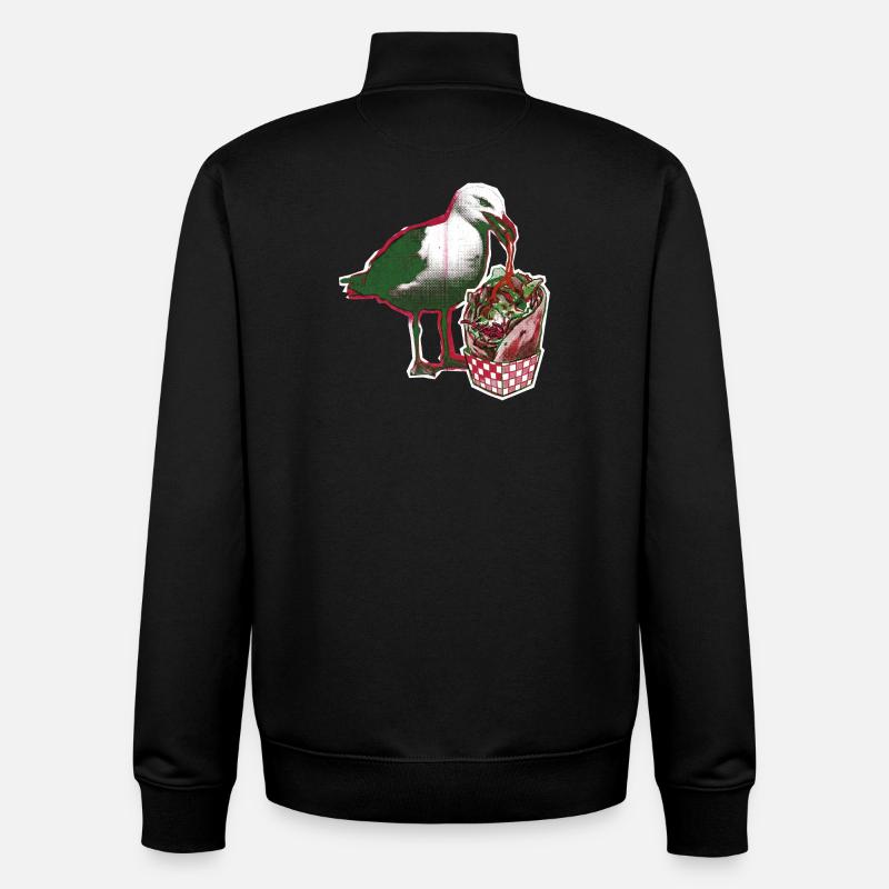 Mouette kebab - Sweat zippé unisexe en coton bio Stanley/Stella - noir