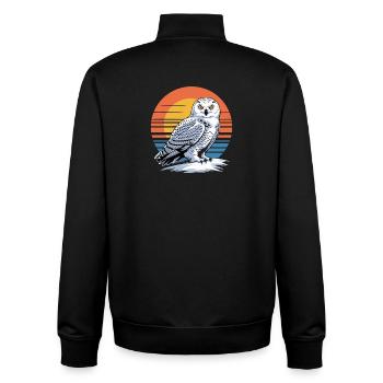  Schneeeule Vor Retro Sonnenuntergang Eule - Unisex Organic Zip Sweatshirt von Stanley/Stella - Schwarz - Hinten - AI Model Male 185 light (185cm)