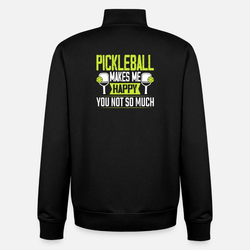 Le pickleball me rend heureux - Sweat zippé unisexe en coton bio Stanley/Stella - noir