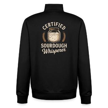 Certified Sourdough Whisperer - Unisex Organic Zip Sweatshirt by Stanley/Stella - black - Back - AI Model Male 185 light (185cm)