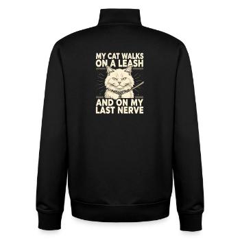 Cat on a leash is annoying | Cat humor - Unisex Organic Zip Sweatshirt by Stanley/Stella - black - Back - AI Model Male 185 light (185cm)