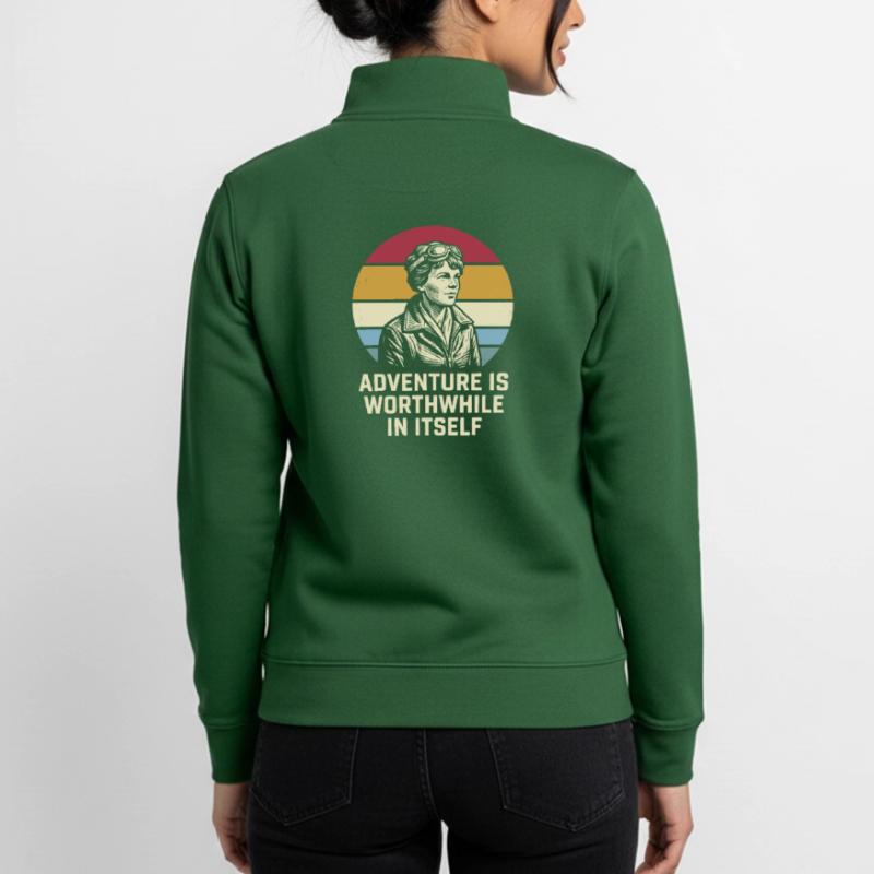Amelia Earhart The adventure is worthwhile Unisex Organic Zip Sweatshirt by Stanley/Stella