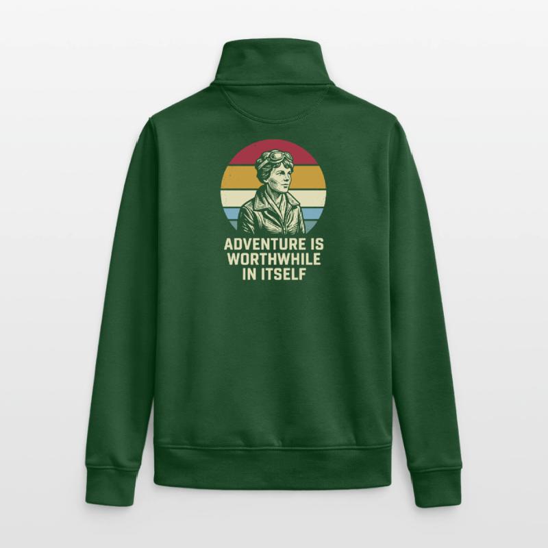 Amelia Earhart The adventure is worthwhile Unisex Organic Zip Sweatshirt by Stanley/Stella