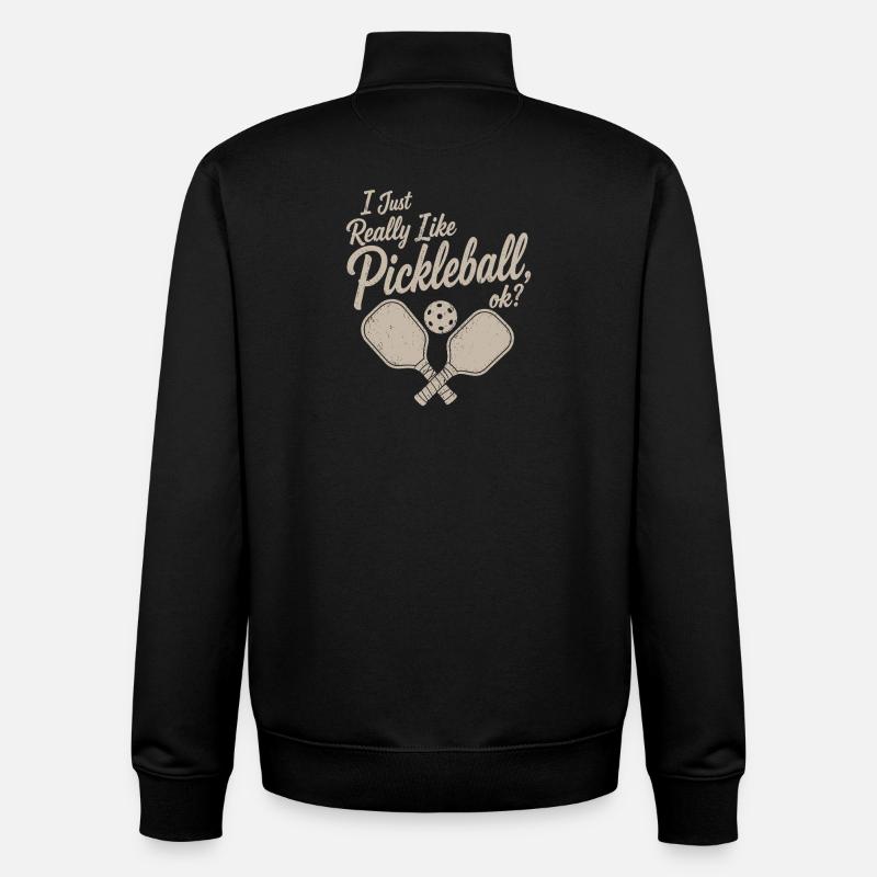 J’adore les proverbes du pickleball - Sweat zippé unisexe en coton bio Stanley/Stella - noir