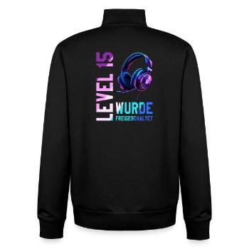 15. Geburtstag Junge Mädchen Teenager Level 15 - Unisex Organic Zip Sweatshirt von Stanley/Stella - Schwarz - Hinten - AI Model Male 185 light (185cm)