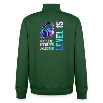 15. Geburtstag Junge Mädchen Teenager Level 15 - Unisex Organic Zip Sweatshirt von Stanley/Stella - Flaschengrün - Hinten - AI Model Male 185 dark (185cm)