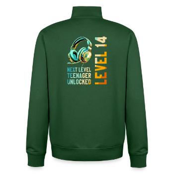 14. Geburtstag Junge Mädchen Teenager Level 14 - Unisex Organic Zip Sweatshirt von Stanley/Stella - Flaschengrün - Hinten - AI Model Male 185 dark (185cm)