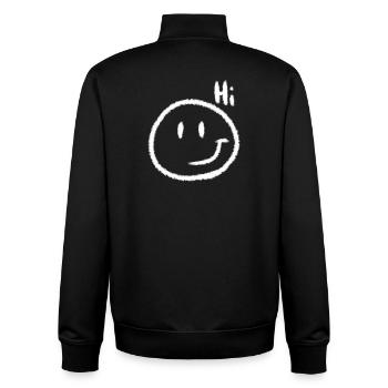 Hi Smile & Text | Kreide-Look - Unisex Organic Zip Sweatshirt von Stanley/Stella - Schwarz - Hinten - AI Model Male 185 light (185cm)