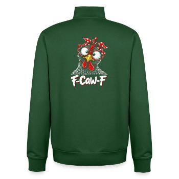 F-Caw-F poulet Humour adulte Coq drôle Fcawf - Sweat zippé unisexe en coton bio Stanley/Stella - vert bouteille - Dos - AI Model Male 185 dark (185cm)