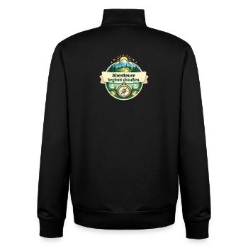 Abenteuer beginnt draußen – Naturkompass - Unisex Organic Zip Sweatshirt von Stanley/Stella - Schwarz - Hinten - AI Model Male 185 light (185cm)
