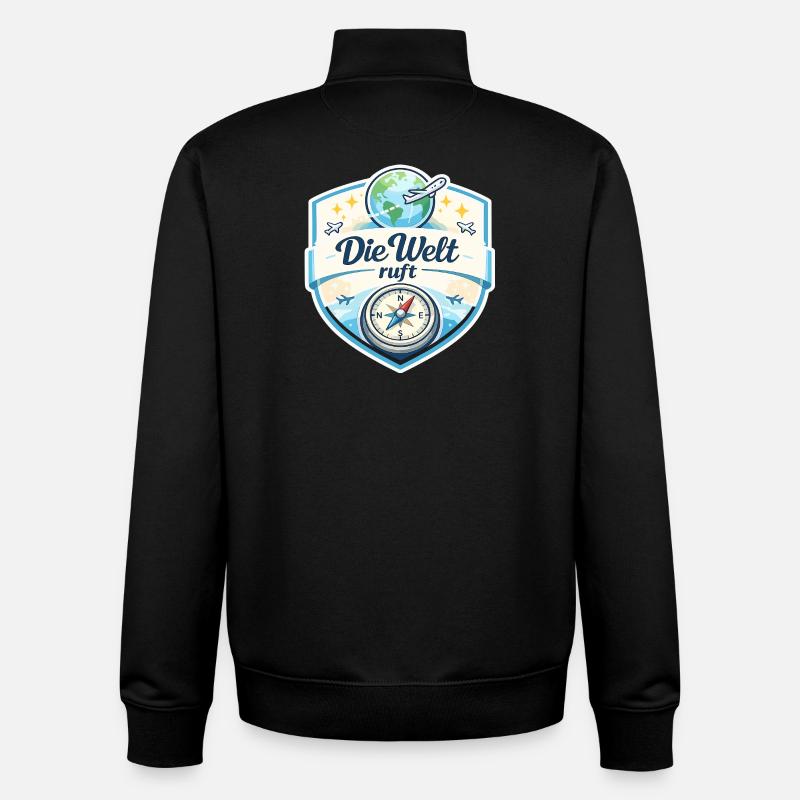 Die Welt ruft Reisepatch - Unisex Organic Zip Sweatshirt von Stanley/Stella - Schwarz