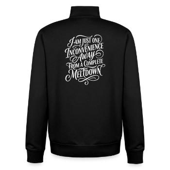 One Inconvenience Away From Meltdown - Unisex Organic Zip Sweatshirt by Stanley/Stella - black - Back - AI Model Male 185 light (185cm)