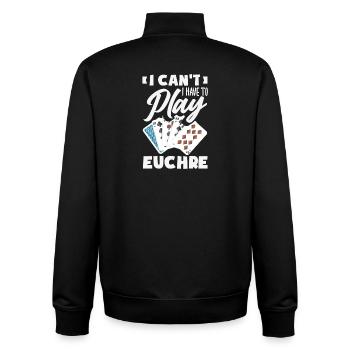 Ich Kann Nicht, Ich Muss Euchre Spielen - Unisex Organic Zip Sweatshirt von Stanley/Stella - Schwarz - Hinten - AI Model Male 185 light (185cm)