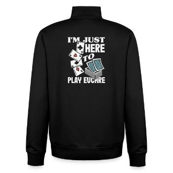 Ich Bin Nur Hier, Um Euchre Zu Spielen - Unisex Organic Zip Sweatshirt von Stanley/Stella - Schwarz - Hinten - AI Model Male 185 light (185cm)