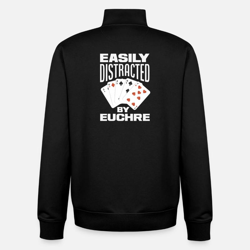 Facilement distrait par l’Euchre - Sweat zippé unisexe en coton bio Stanley/Stella - noir