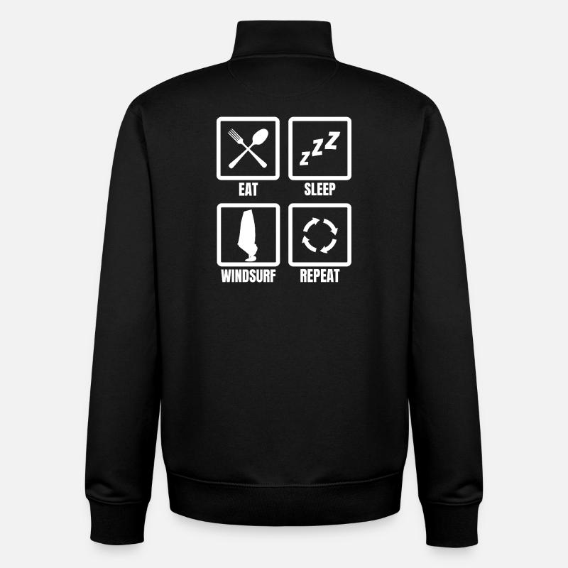 Eat Sleep Windsurf Repeat - Unisex Organic Zip Sweatshirt von Stanley/Stella - Schwarz