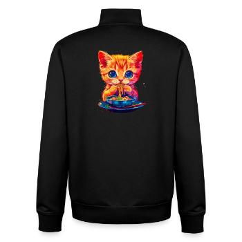 Süßes Katzenmotiv Mit Nudeln - Unisex Organic Zip Sweatshirt von Stanley/Stella - Schwarz - Hinten - AI Model Male 185 light (185cm)