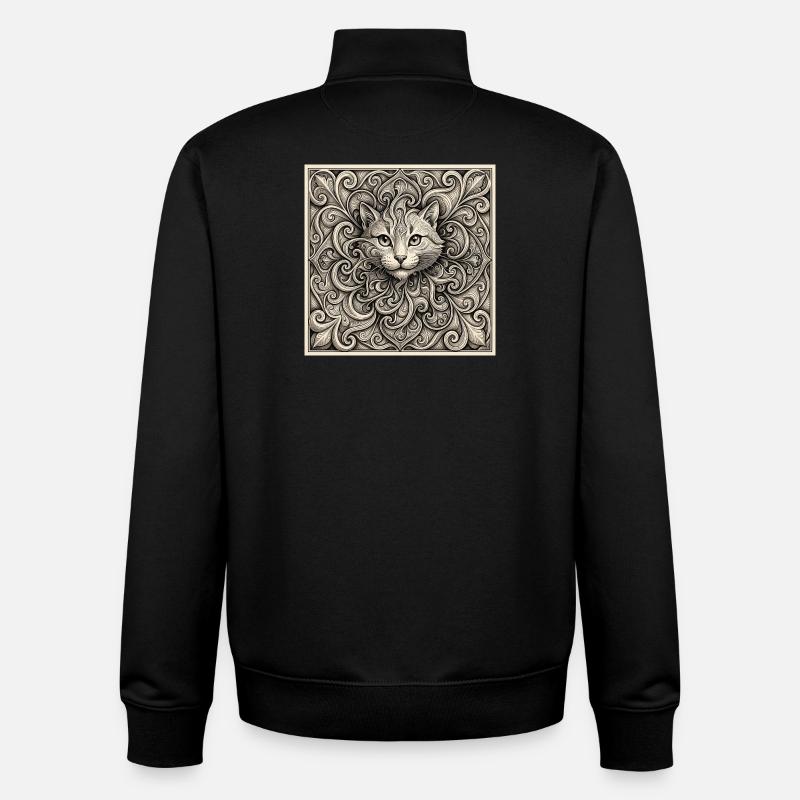 Âme Spirale de Chat - Sweat zippé unisexe en coton bio Stanley/Stella - noir