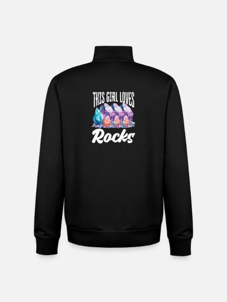 Denne pige elsker sten, geolog - stensamler - Stanley/Stella unisex sweatshirt med lynlås i økologisk - sort