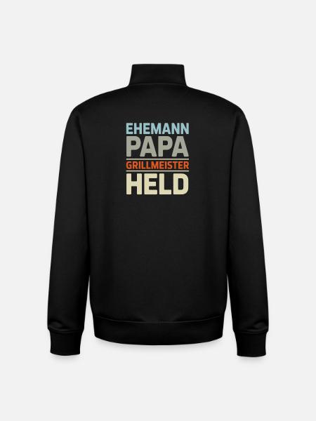 Grill Master Vaderdagcadeau BBQ Retro - Unisex sweater met rits van biologisch katoen Stanley/Stella - zwart