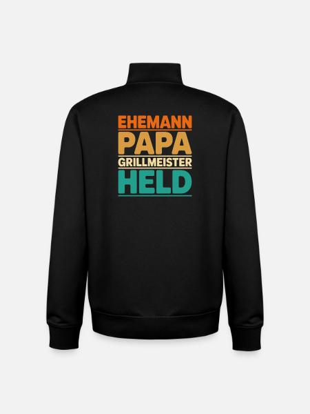 Ehemann Papa Grillmeister Held - Unisex Organic Zip Sweatshirt von Stanley/Stella - Schwarz