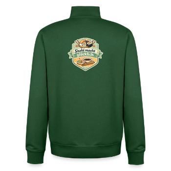 Sushi macht glücklich Sticker - Unisex Organic Zip Sweatshirt von Stanley/Stella - Flaschengrün - Hinten - AI Model Male 185 dark (185cm)