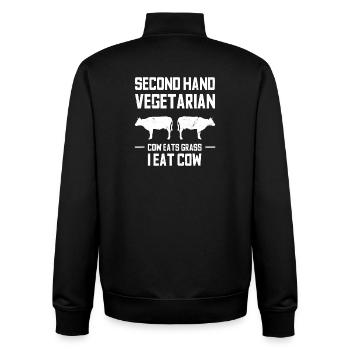 Second Hand Vegetarian Cow Eat Grass - Unisex Organic Zip Sweatshirt by Stanley/Stella - black - Back - AI Model Male 185 light (185cm)