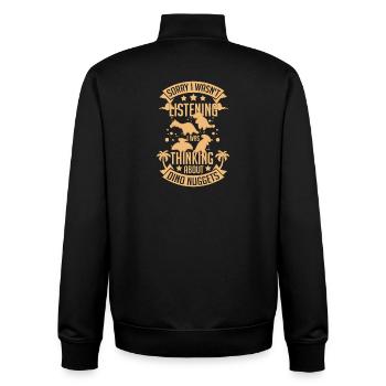 Dino Nugget-Tagträume - Unisex Organic Zip Sweatshirt von Stanley/Stella - Schwarz - Hinten - AI Model Male 185 light (185cm)
