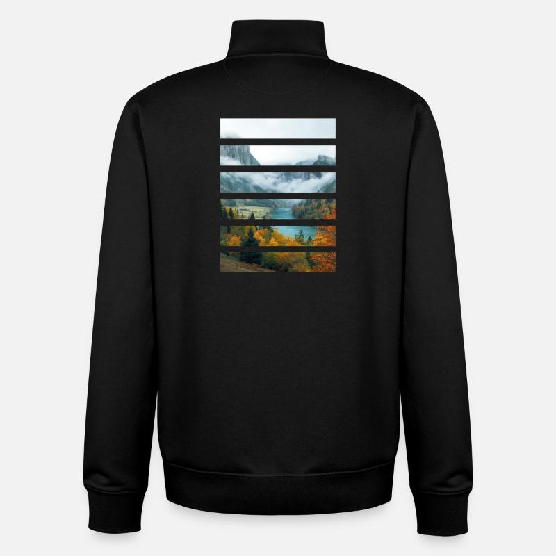 Vallées dAutomne et Lac Paisible - Sweat zippé unisexe en coton bio Stanley/Stella - noir