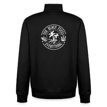 the beach fixes everything - Unisex Organic Zip Sweatshirt by Stanley/Stella - black - Back - AI Model Male 185 light (185cm)