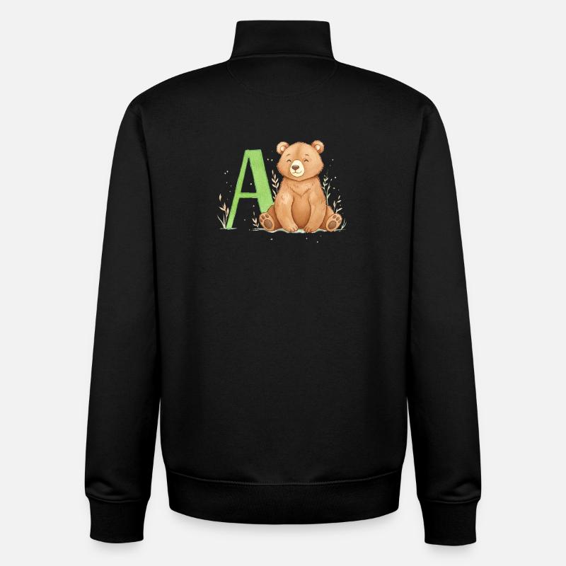 Alphabet Bär mit Großem A - Unisex Organic Zip Sweatshirt von Stanley/Stella - Schwarz