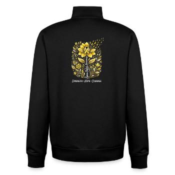 Goldene Blütenkranz Stärke Hoffnung Mut - Unisex Organic Zip Sweatshirt von Stanley/Stella - Schwarz - Hinten - AI Model Male 185 light (185cm)