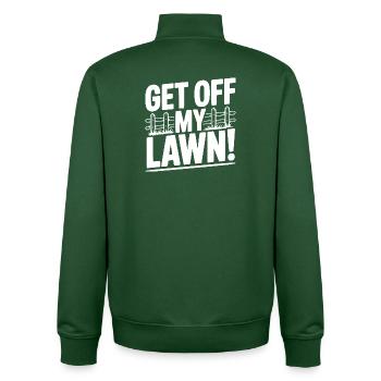 Runter von meinem Rasen! - Unisex Organic Zip Sweatshirt von Stanley/Stella - Flaschengrün - Hinten - AI Model Male 185 dark (185cm)