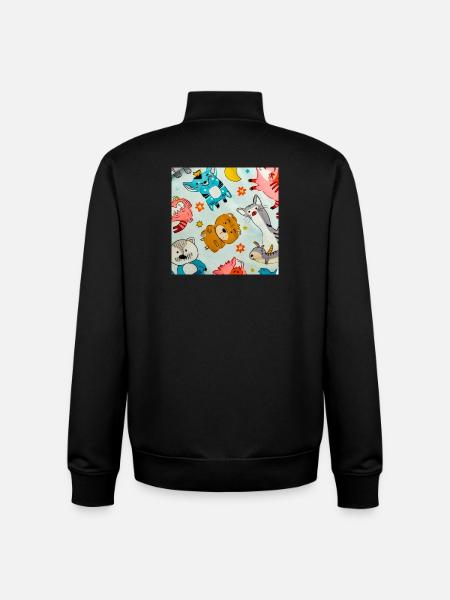 Playful Space Animal Collage - Unisex Organic Zip Sweatshirt by Stanley/Stella - black