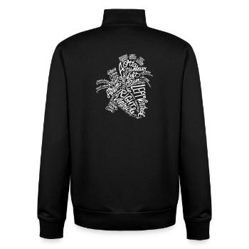 Typographie du mot sur feuilles - Sweat zippé unisexe en coton bio Stanley/Stella - noir - Dos - AI Model Male 185 light (185cm)