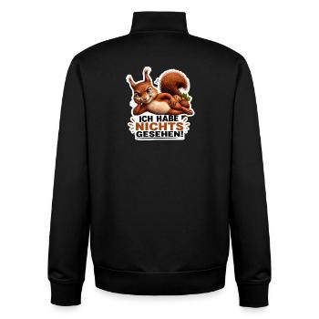 Ich habe nichts gesehen – Freches Eichhörnchen - Unisex Organic Zip Sweatshirt von Stanley/Stella - Schwarz - Hinten - AI Model Male 185 light (185cm)