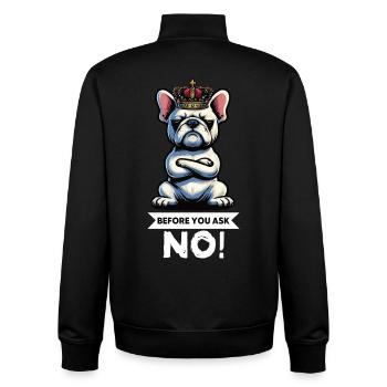 Before You Ask French Bulldog Frenchie - Unisex Organic Zip Sweatshirt by Stanley/Stella - black - Back - AI Model Male 185 light (185cm)