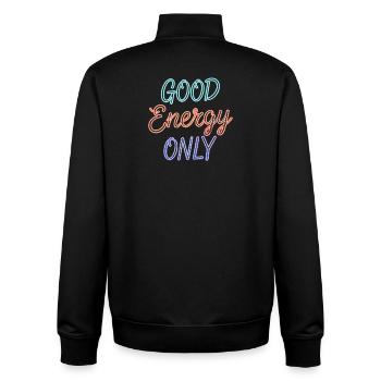 Good Energy Only Graphic in Retro Neon Style - Unisex Organic Zip Sweatshirt by Stanley/Stella - black - Back - AI Model Male 185 light (185cm)
