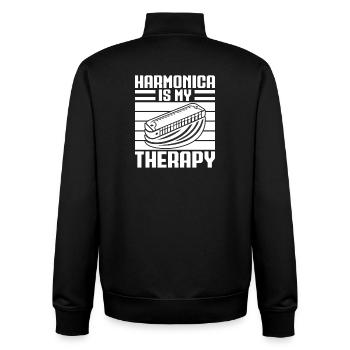 Harmonica Musican Is My Therapy Harmonica - Unisex Organic Zip Sweatshirt by Stanley/Stella - black - Back - AI Model Male 185 light (185cm)