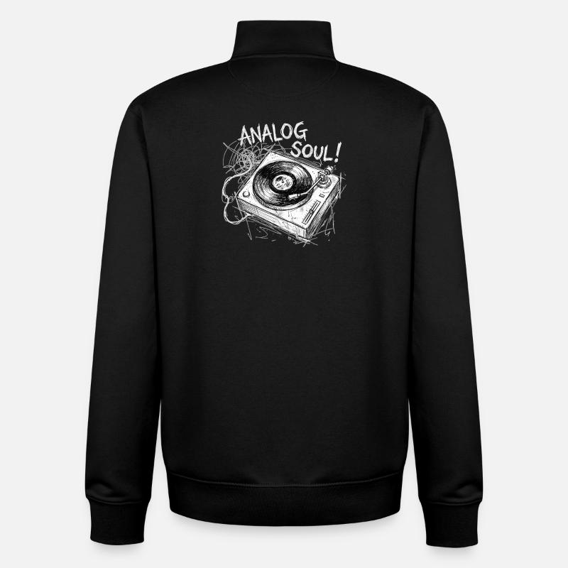 Platine analogique Soul - Sweat zippé unisexe en coton bio Stanley/Stella - noir